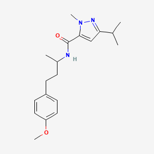 molecular formula C19H27N3O2 B5607435 3-isopropyl-N-[3-(4-methoxyphenyl)-1-methylpropyl]-1-methyl-1H-pyrazole-5-carboxamide 