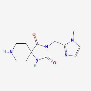 molecular formula C12H17N5O2 B5607436 3-[(1-methyl-1H-imidazol-2-yl)methyl]-1,3,8-triazaspiro[4.5]decane-2,4-dione 