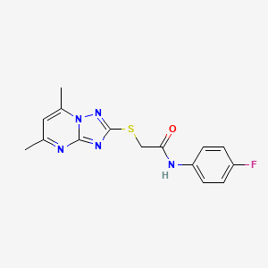 2-[(5,7-dimethyl[1,2,4]triazolo[1,5-a]pyrimidin-2-yl)thio]-N-(4-fluorophenyl)acetamide