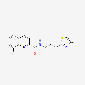 molecular formula C17H16FN3OS B5607500 8-fluoro-N-[3-(4-methyl-1,3-thiazol-2-yl)propyl]-2-quinolinecarboxamide 