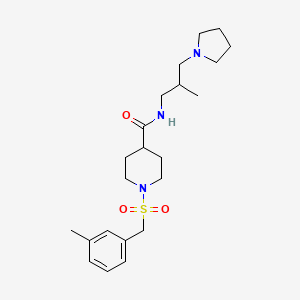 molecular formula C22H35N3O3S B5607518 1-[(3-methylbenzyl)sulfonyl]-N-[2-methyl-3-(1-pyrrolidinyl)propyl]-4-piperidinecarboxamide 