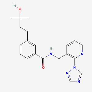 3-(3-hydroxy-3-methylbutyl)-N-{[2-(1H-1,2,4-triazol-1-yl)-3-pyridinyl]methyl}benzamide