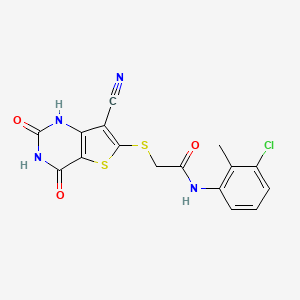 molecular formula C16H11ClN4O3S2 B5607665 N-(3-chloro-2-methylphenyl)-2-[(7-cyano-4-hydroxy-2-oxo-1,2-dihydrothieno[3,2-d]pyrimidin-6-yl)thio]acetamide 