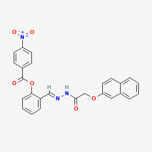 2-{2-[(2-naphthyloxy)acetyl]carbonohydrazonoyl}phenyl 4-nitrobenzoate