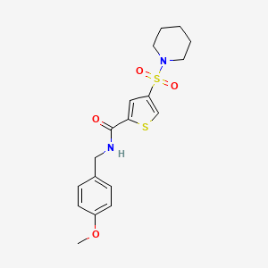 molecular formula C18H22N2O4S2 B5607726 N-(4-methoxybenzyl)-4-(1-piperidinylsulfonyl)-2-thiophenecarboxamide 