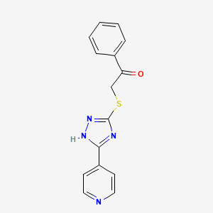 molecular formula C15H12N4OS B5607778 1-phenyl-2-{[5-(4-pyridinyl)-4H-1,2,4-triazol-3-yl]thio}ethanone 