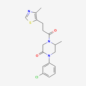 1-(3-chlorophenyl)-5-methyl-4-[3-(4-methyl-1,3-thiazol-5-yl)propanoyl]-2-piperazinone