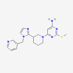 molecular formula C19H23N7S B5607863 2-(methylthio)-6-{3-[1-(3-pyridinylmethyl)-1H-imidazol-2-yl]-1-piperidinyl}-4-pyrimidinamine 