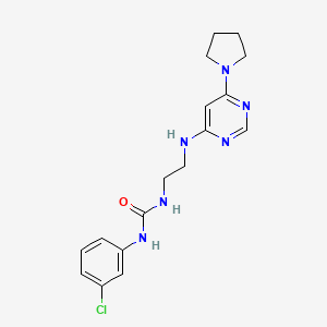 molecular formula C17H21ClN6O B5607890 N-(3-chlorophenyl)-N'-(2-{[6-(1-pyrrolidinyl)-4-pyrimidinyl]amino}ethyl)urea 