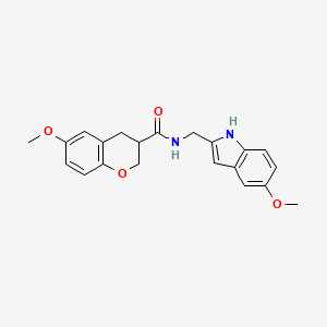 molecular formula C21H22N2O4 B5607911 6-methoxy-N-[(5-methoxy-1H-indol-2-yl)methyl]-3-chromanecarboxamide 