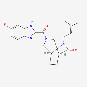 molecular formula C20H23FN4O2 B5607932 (1S*,5R*)-3-[(6-fluoro-1H-benzimidazol-2-yl)carbonyl]-6-(3-methyl-2-buten-1-yl)-3,6-diazabicyclo[3.2.2]nonan-7-one 