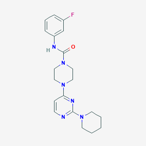 molecular formula C20H25FN6O B5607948 N-(3-fluorophenyl)-4-[2-(1-piperidinyl)-4-pyrimidinyl]-1-piperazinecarboxamide 