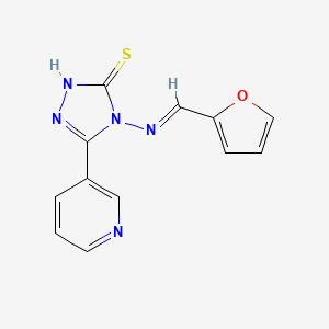 molecular formula C12H9N5OS B5607982 4-[(2-furylmethylene)amino]-5-(3-pyridinyl)-4H-1,2,4-triazole-3-thiol 