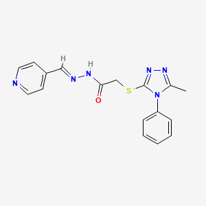 molecular formula C17H16N6OS B5608009 2-[(5-methyl-4-phenyl-4H-1,2,4-triazol-3-yl)thio]-N'-(4-pyridinylmethylene)acetohydrazide 