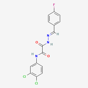 molecular formula C15H10Cl2FN3O2 B5608029 N-(3,4-dichlorophenyl)-2-[(2E)-2-(4-fluorobenzylidene)hydrazinyl]-2-oxoacetamide CAS No. 352645-05-7