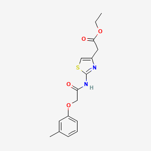 molecular formula C16H18N2O4S B5608043 ETHYL 2-{2-[2-(3-METHYLPHENOXY)ACETAMIDO]-1,3-THIAZOL-4-YL}ACETATE 