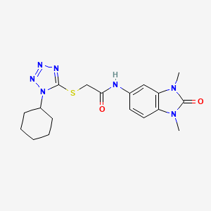 molecular formula C18H23N7O2S B5608059 2-[(1-cyclohexyl-1H-tetrazol-5-yl)thio]-N-(1,3-dimethyl-2-oxo-2,3-dihydro-1H-benzimidazol-5-yl)acetamide 