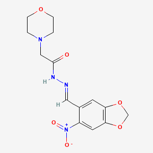 molecular formula C14H16N4O6 B5608068 2-(4-morpholinyl)-N'-[(6-nitro-1,3-benzodioxol-5-yl)methylene]acetohydrazide 