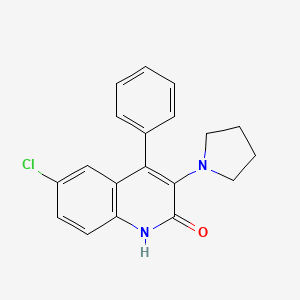 molecular formula C19H17ClN2O B5608221 6-chloro-4-phenyl-3-(1-pyrrolidinyl)-2(1H)-quinolinone 