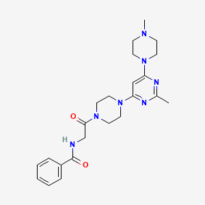 molecular formula C23H31N7O2 B5608284 N-(2-{4-[2-methyl-6-(4-methyl-1-piperazinyl)-4-pyrimidinyl]-1-piperazinyl}-2-oxoethyl)benzamide 