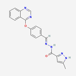 molecular formula C20H16N6O2 B5608313 3-methyl-N'-[4-(4-quinazolinyloxy)benzylidene]-1H-pyrazole-5-carbohydrazide 