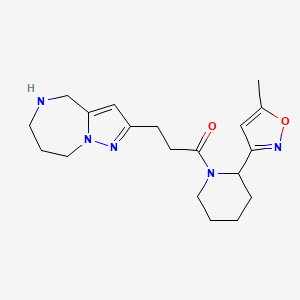 molecular formula C19H27N5O2 B5608342 2-{3-[2-(5-methyl-3-isoxazolyl)-1-piperidinyl]-3-oxopropyl}-5,6,7,8-tetrahydro-4H-pyrazolo[1,5-a][1,4]diazepine hydrochloride 