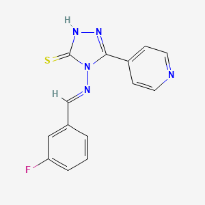 molecular formula C14H10FN5S B5608425 4-{[(E)-(3-fluorophenyl)methylidene]amino}-5-(4-pyridinyl)-4H-1,2,4-triazole-3-thiol 