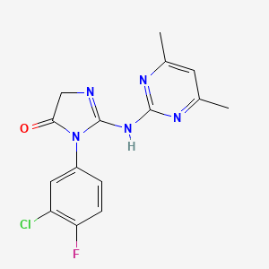 3-(3-chloro-4-fluorophenyl)-2-[(4,6-dimethyl-2-pyrimidinyl)amino]-3,5-dihydro-4H-imidazol-4-one