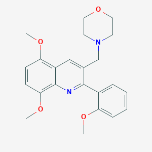 molecular formula C23H26N2O4 B5608478 5,8-dimethoxy-2-(2-methoxyphenyl)-3-(4-morpholinylmethyl)quinoline 