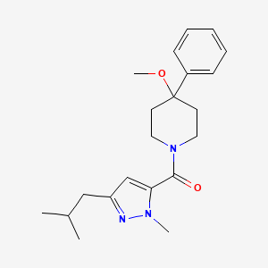 molecular formula C21H29N3O2 B5608540 1-[(3-isobutyl-1-methyl-1H-pyrazol-5-yl)carbonyl]-4-methoxy-4-phenylpiperidine 