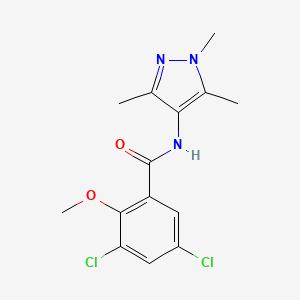 molecular formula C14H15Cl2N3O2 B5608546 3,5-dichloro-2-methoxy-N-(1,3,5-trimethyl-1H-pyrazol-4-yl)benzamide 