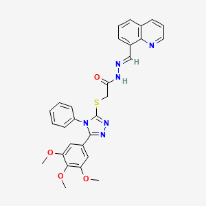 2-{[4-phenyl-5-(3,4,5-trimethoxyphenyl)-4H-1,2,4-triazol-3-yl]thio}-N'-(8-quinolinylmethylene)acetohydrazide