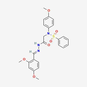 molecular formula C24H25N3O6S B5608649 N-{2-[2-(2,4-dimethoxybenzylidene)hydrazino]-2-oxoethyl}-N-(4-methoxyphenyl)benzenesulfonamide 