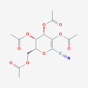 molecular formula C15H17NO9 B056087 [(2R,3S,4S)-3,4,5-triacetyloxy-6-cyano-3,4-dihydro-2H-pyran-2-yl]methyl acetate CAS No. 120085-67-8