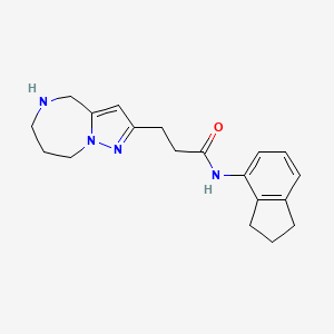 molecular formula C19H24N4O B5608756 N-(2,3-dihydro-1H-inden-4-yl)-3-(5,6,7,8-tetrahydro-4H-pyrazolo[1,5-a][1,4]diazepin-2-yl)propanamide hydrochloride 