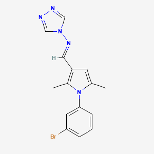 molecular formula C15H14BrN5 B5608795 N-{[1-(3-bromophenyl)-2,5-dimethyl-1H-pyrrol-3-yl]methylene}-4H-1,2,4-triazol-4-amine 