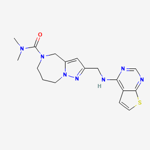 molecular formula C17H21N7OS B5608838 N,N-dimethyl-2-[(thieno[2,3-d]pyrimidin-4-ylamino)methyl]-7,8-dihydro-4H-pyrazolo[1,5-a][1,4]diazepine-5(6H)-carboxamide 