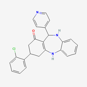 molecular formula C24H20ClN3O B5608974 3-(2-chlorophenyl)-11-(4-pyridinyl)-2,3,4,5,10,11-hexahydro-1H-dibenzo[b,e][1,4]diazepin-1-one 