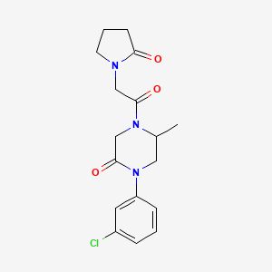 1-(3-chlorophenyl)-5-methyl-4-[(2-oxo-1-pyrrolidinyl)acetyl]-2-piperazinone