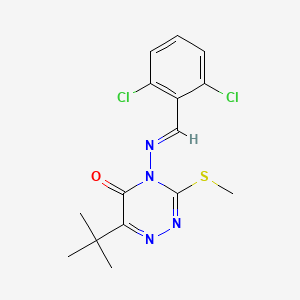 molecular formula C15H16Cl2N4OS B5608990 6-tert-butyl-4-[(2,6-dichlorobenzylidene)amino]-3-(methylthio)-1,2,4-triazin-5(4H)-one 