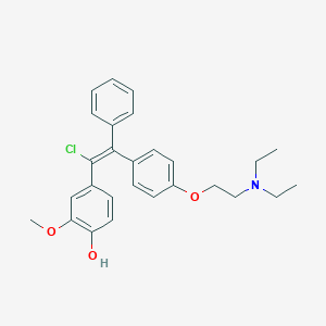 molecular formula C27H32ClNO3 B056090 1-(4-(2-(Diethylamino)ethoxy)-phenyl)-1-(phenyl)-2-(3-methoxy-4-hydroxyphenyl)-2-chloroethane CAS No. 117095-65-5