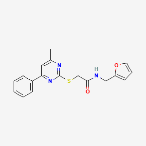 molecular formula C18H17N3O2S B5609008 N-(2-furylmethyl)-2-[(4-methyl-6-phenyl-2-pyrimidinyl)thio]acetamide 