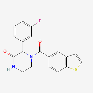 molecular formula C19H15FN2O2S B5609019 4-(1-benzothien-5-ylcarbonyl)-3-(3-fluorophenyl)-2-piperazinone 