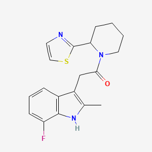 molecular formula C19H20FN3OS B5609026 7-fluoro-2-methyl-3-{2-oxo-2-[2-(1,3-thiazol-2-yl)-1-piperidinyl]ethyl}-1H-indole 