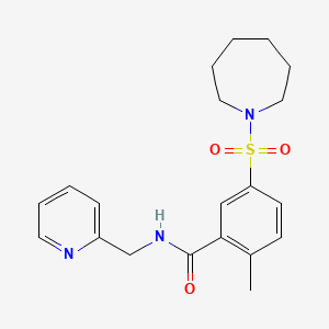 molecular formula C20H25N3O3S B5609075 5-(1-azepanylsulfonyl)-2-methyl-N-(2-pyridinylmethyl)benzamide 