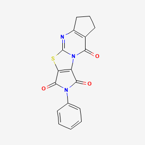 molecular formula C17H11N3O3S B5609083 2-phenyl-7,8-dihydro-1H-cyclopenta[d]pyrrolo[3',4':4,5][1,3]thiazolo[3,2-a]pyrimidine-1,3,9(2H,6H)-trione 