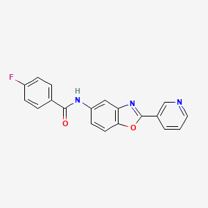 4-fluoro-N-[2-(3-pyridinyl)-1,3-benzoxazol-5-yl]benzamide