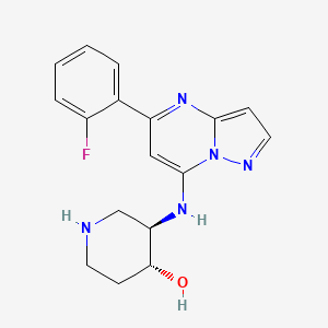 molecular formula C17H18FN5O B5609146 rel-(3R,4R)-3-{[5-(2-fluorophenyl)pyrazolo[1,5-a]pyrimidin-7-yl]amino}-4-piperidinol hydrochloride 