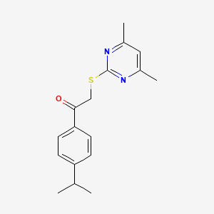 molecular formula C17H20N2OS B5609178 2-[(4,6-dimethyl-2-pyrimidinyl)thio]-1-(4-isopropylphenyl)ethanone 