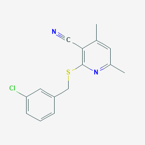 molecular formula C15H13ClN2S B5609219 2-[(3-chlorobenzyl)thio]-4,6-dimethylnicotinonitrile 